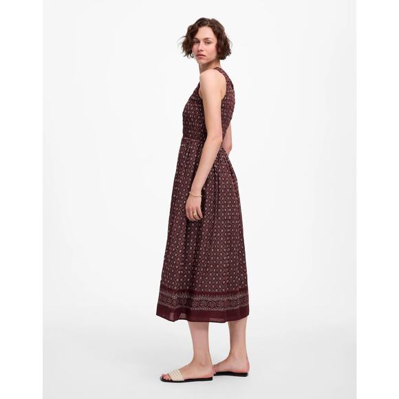 Madewell Daisy Print Melody Smocked Midi Dress NV483 Dusty Plum Size XXS NWT - Picture 2 of 6